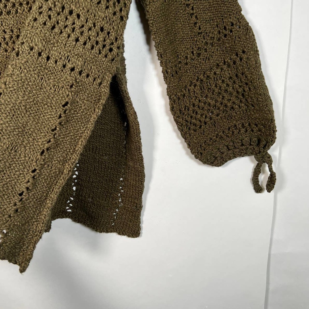 Free People Flower Child Tunic Sweater S Green Open Knit Eyelet Pullover - Picture 7 of 8